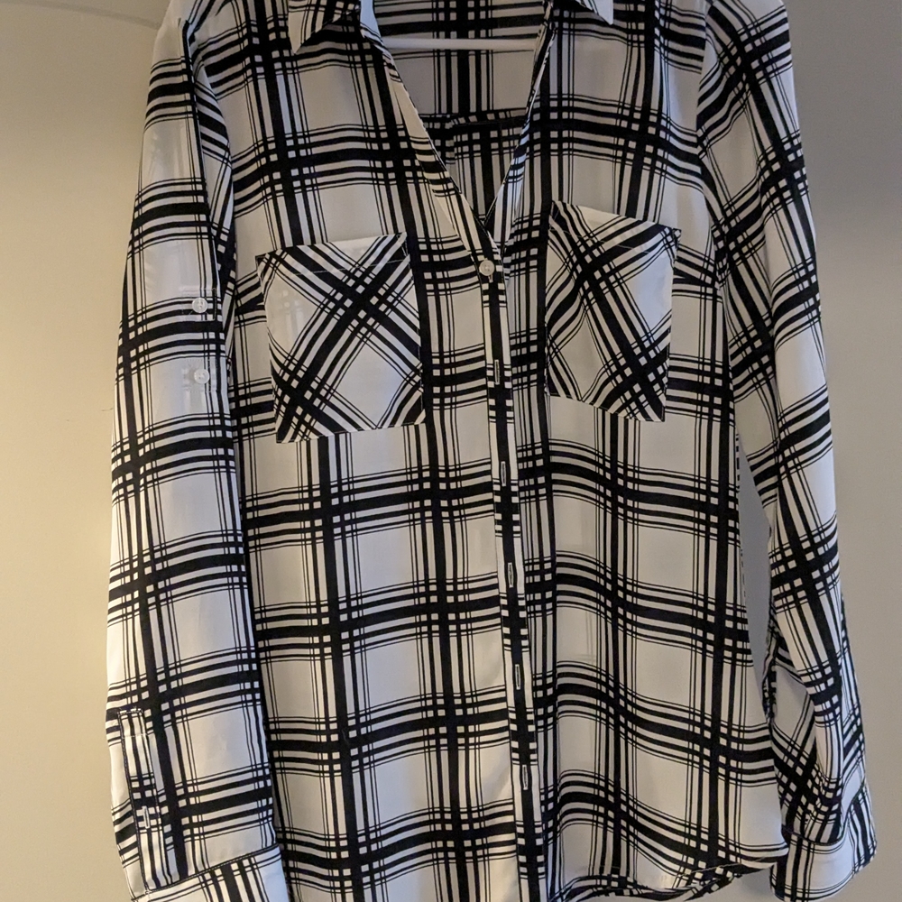 Express Black and White Plaid Shirt